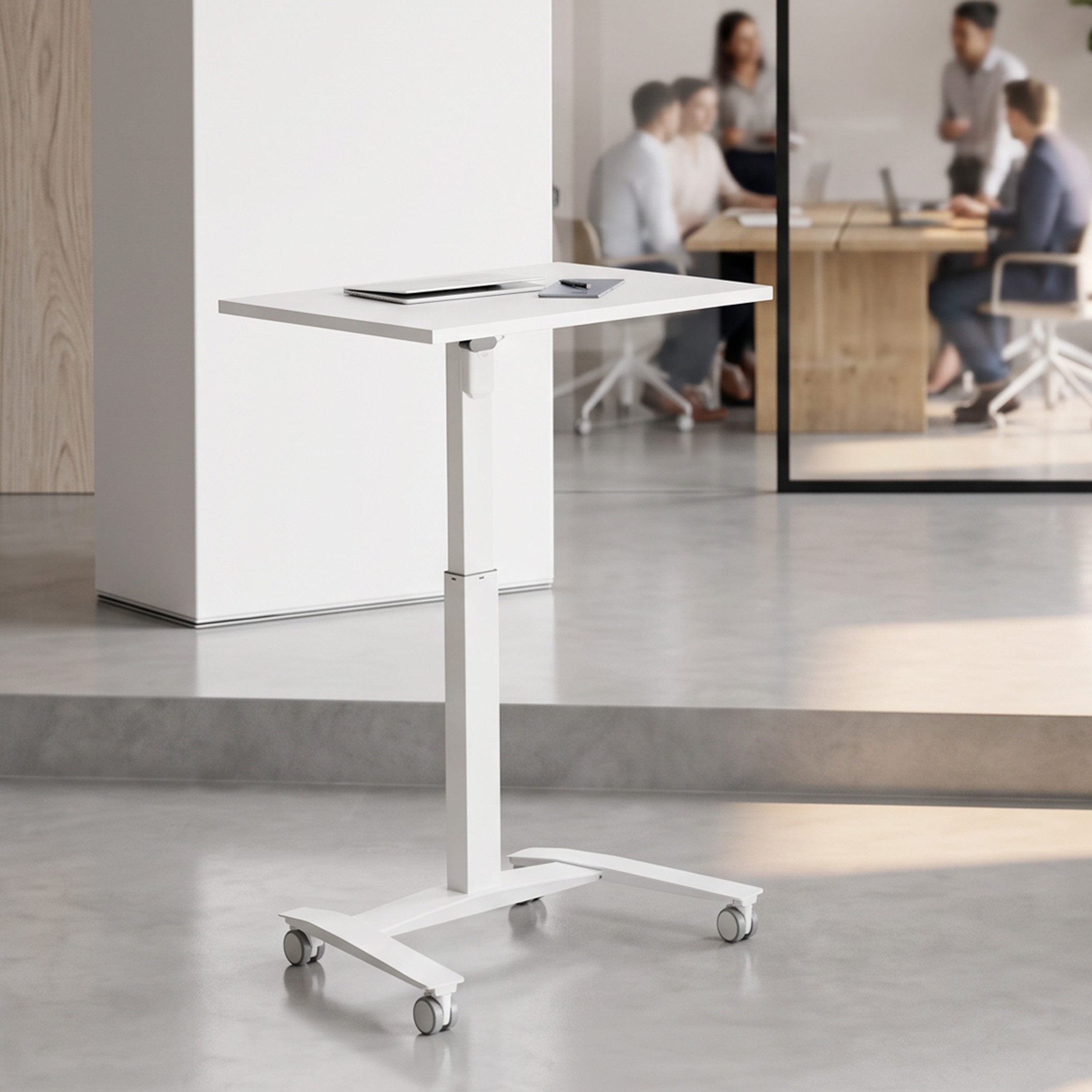 Sit Stand Desk | 100x60 cm | White with white frame