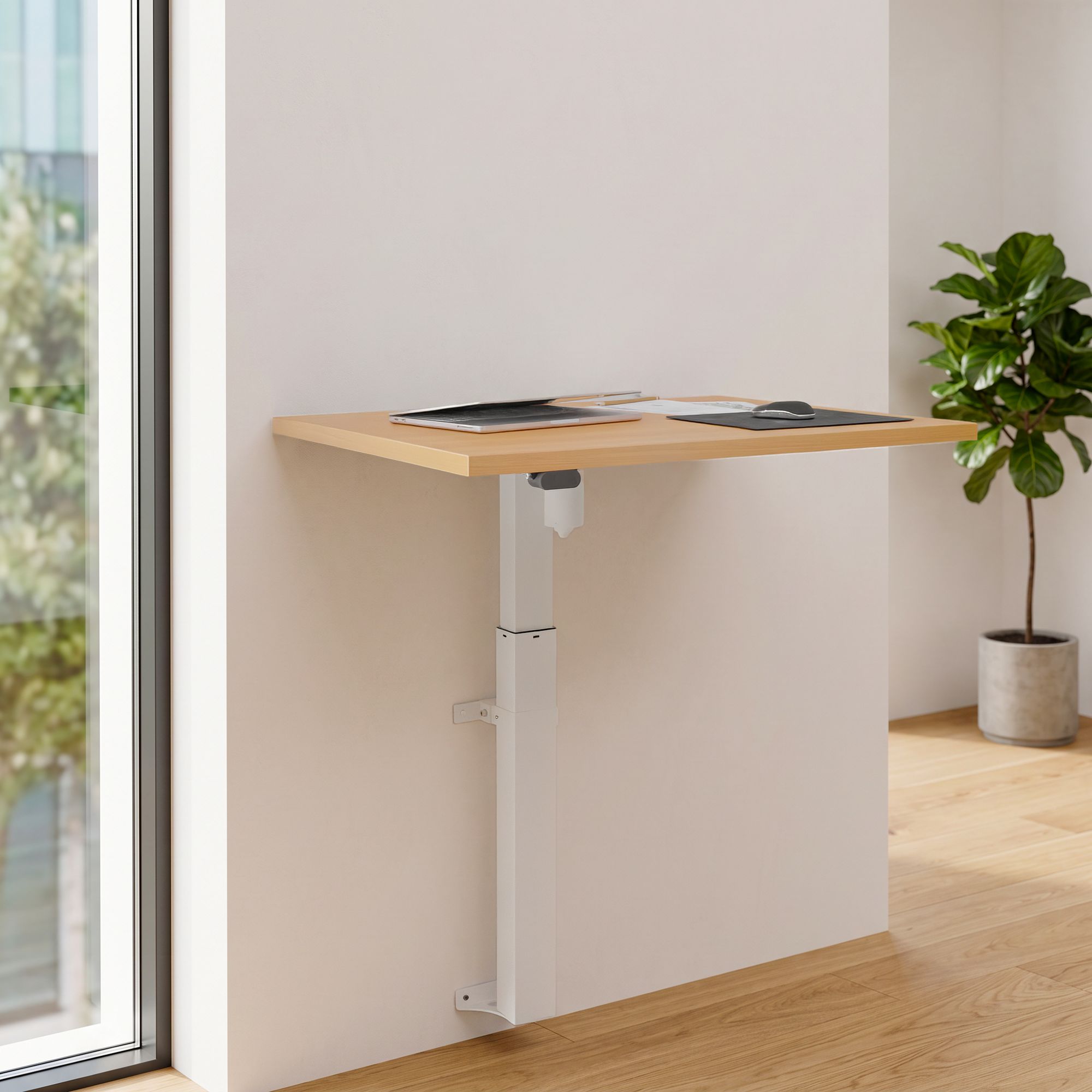 Sit Stand Desk | 80x60 cm | Beech with white frame