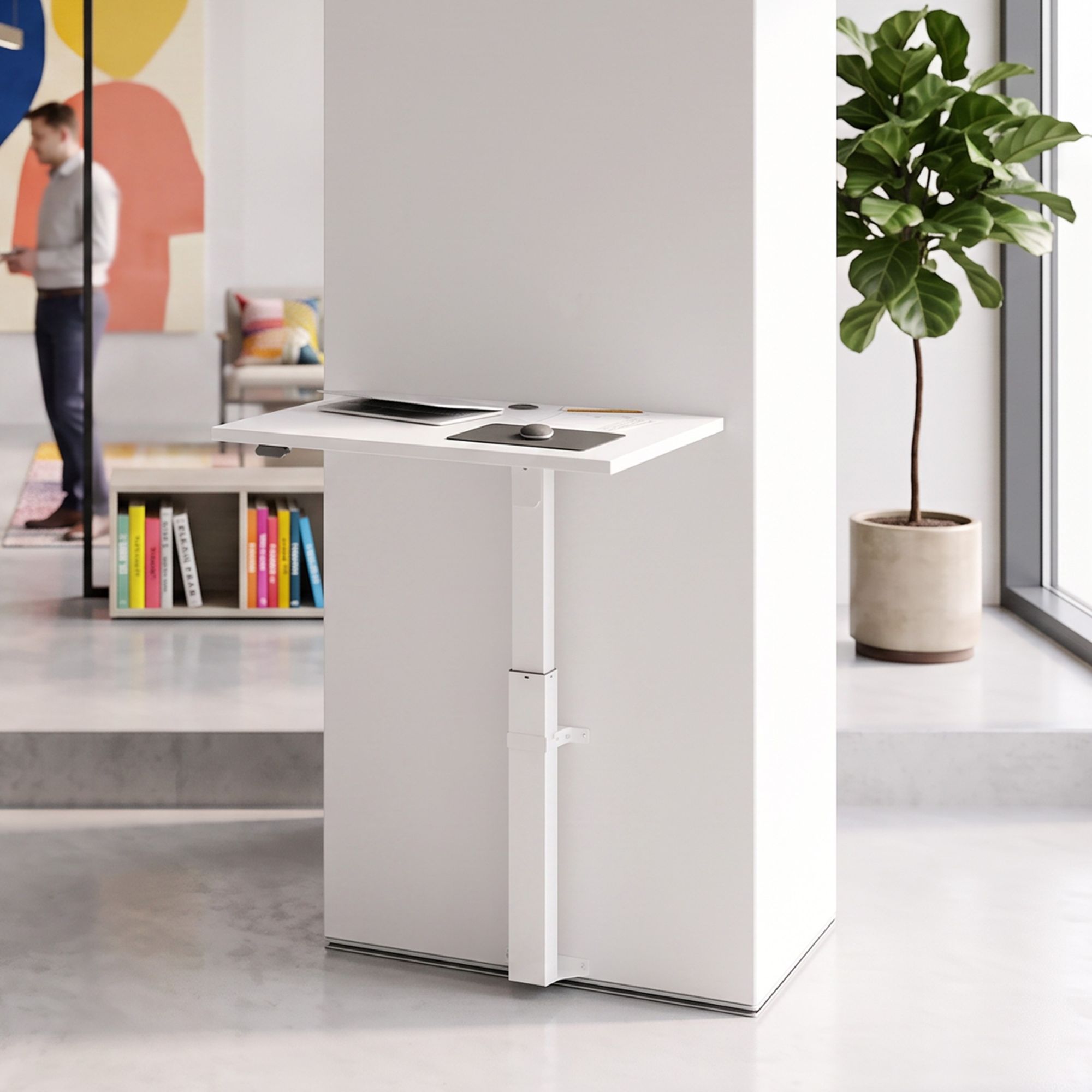 Sit Stand Desk | 80x60 cm | White with white frame