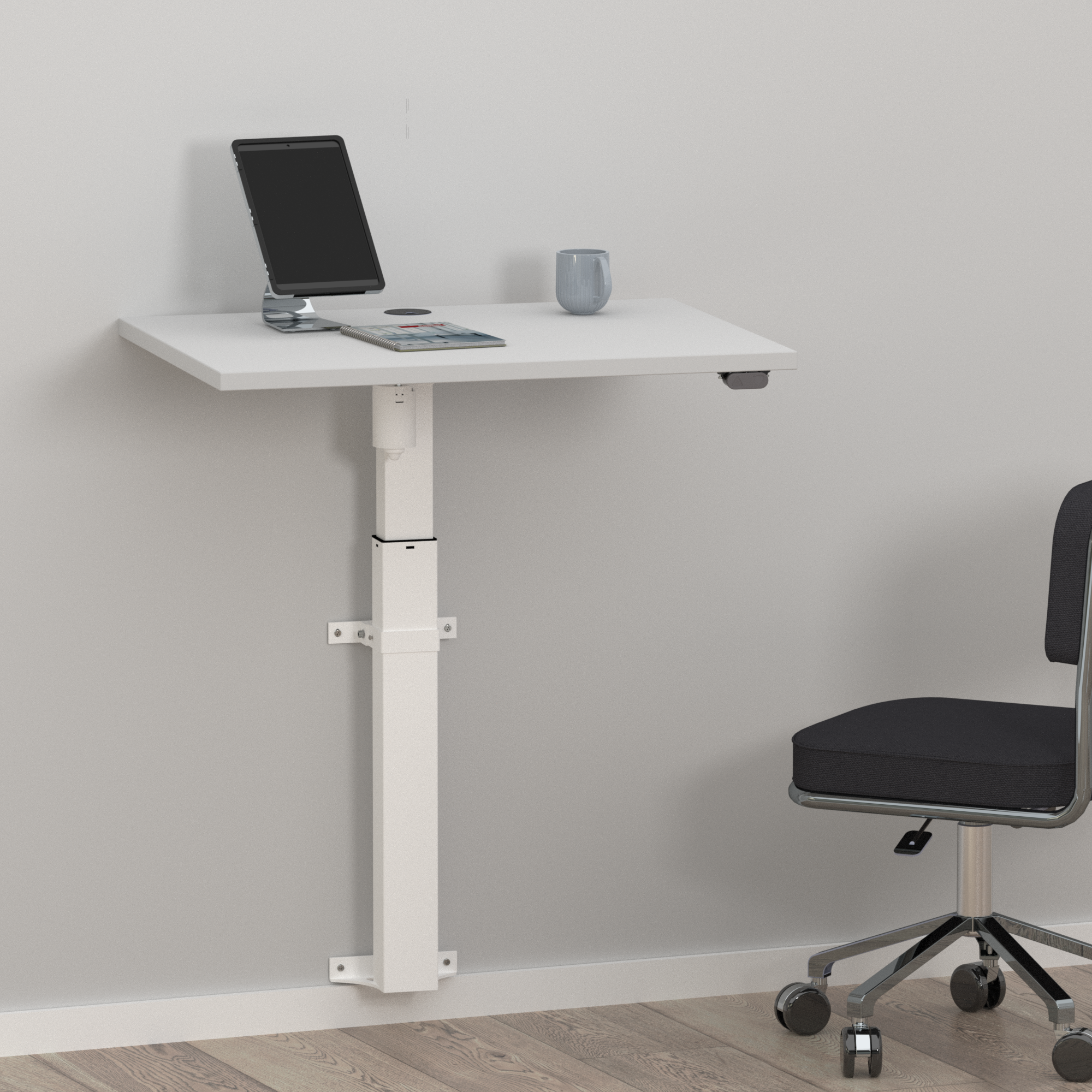 Electric Adjustable Desk | 80x60 cm | White with white frame