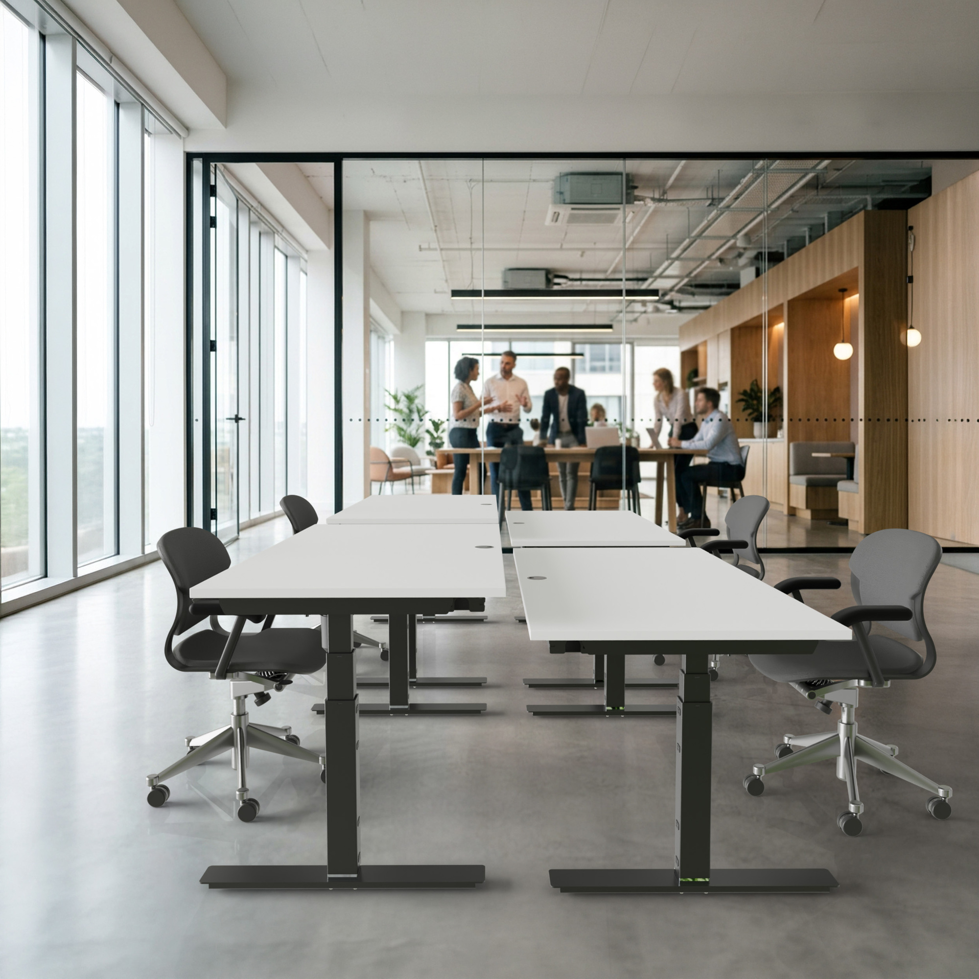 Sit Stand Desk | 180x80 cm | White with black frame