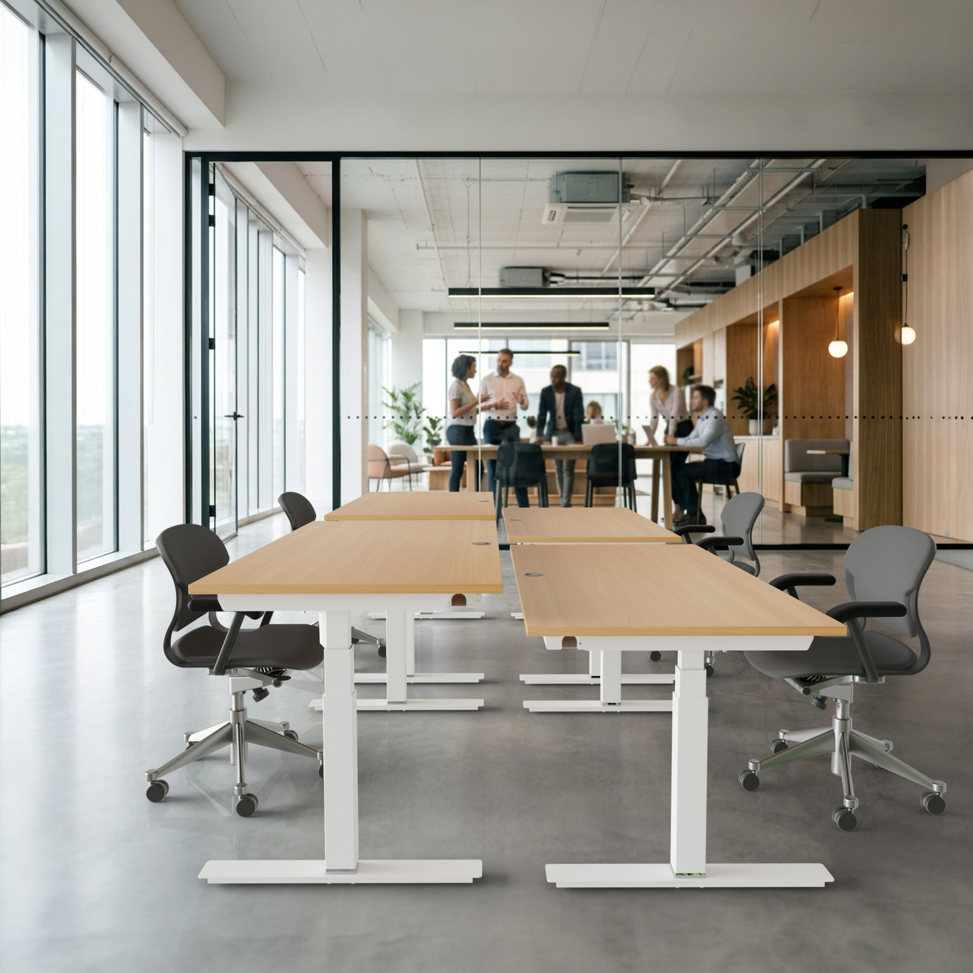Sit Stand Desk | 180x80 cm | Beech with white frame