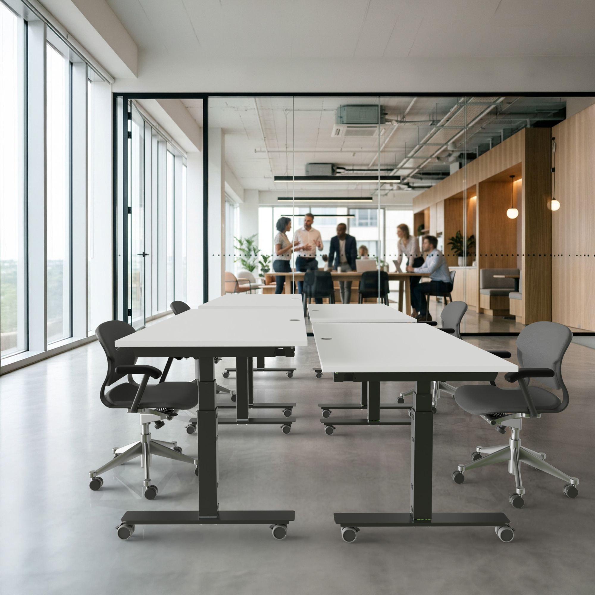 Sit Stand Desk | 180x80 cm | White with black frame