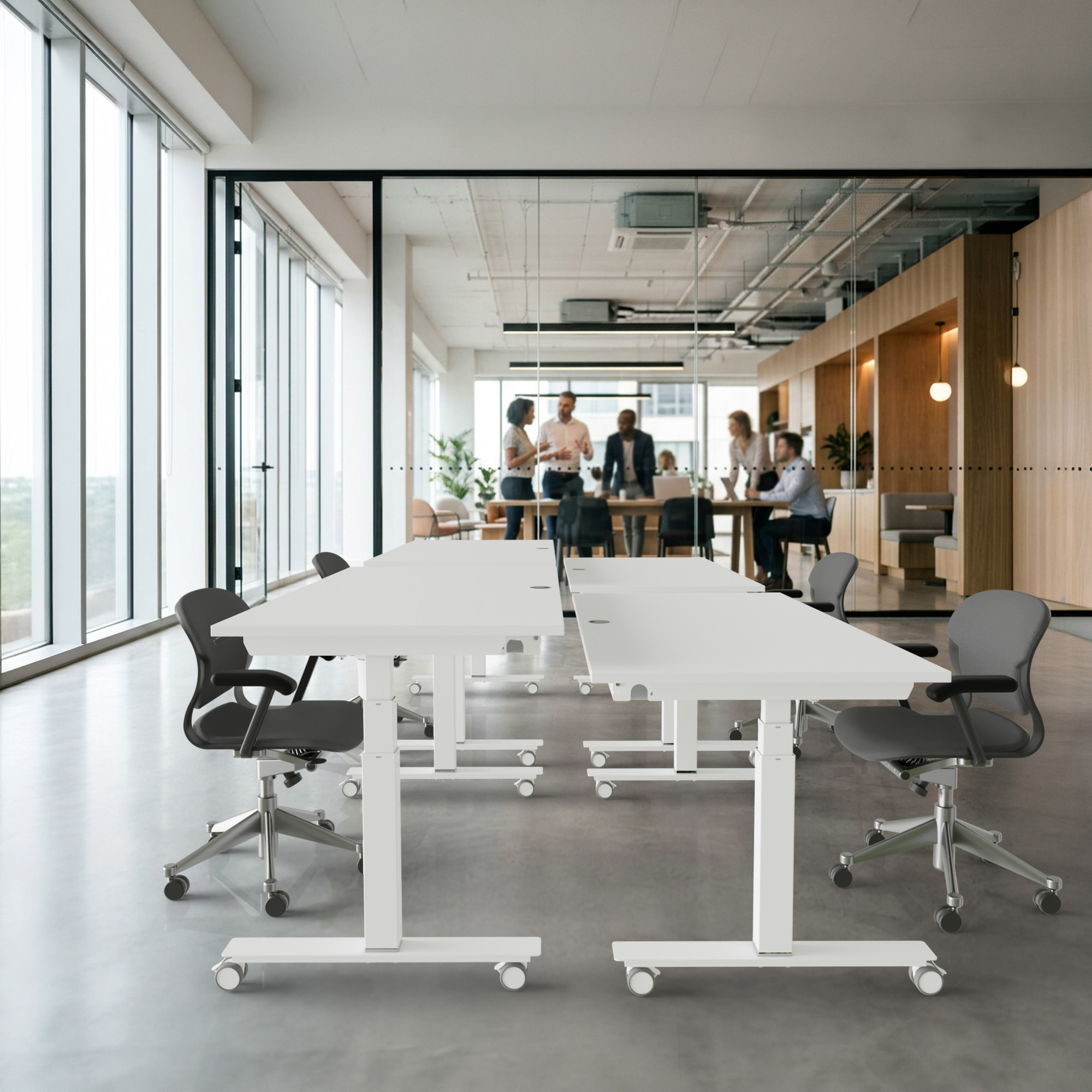 Sit Stand Desk | 180x80 cm | White with white frame