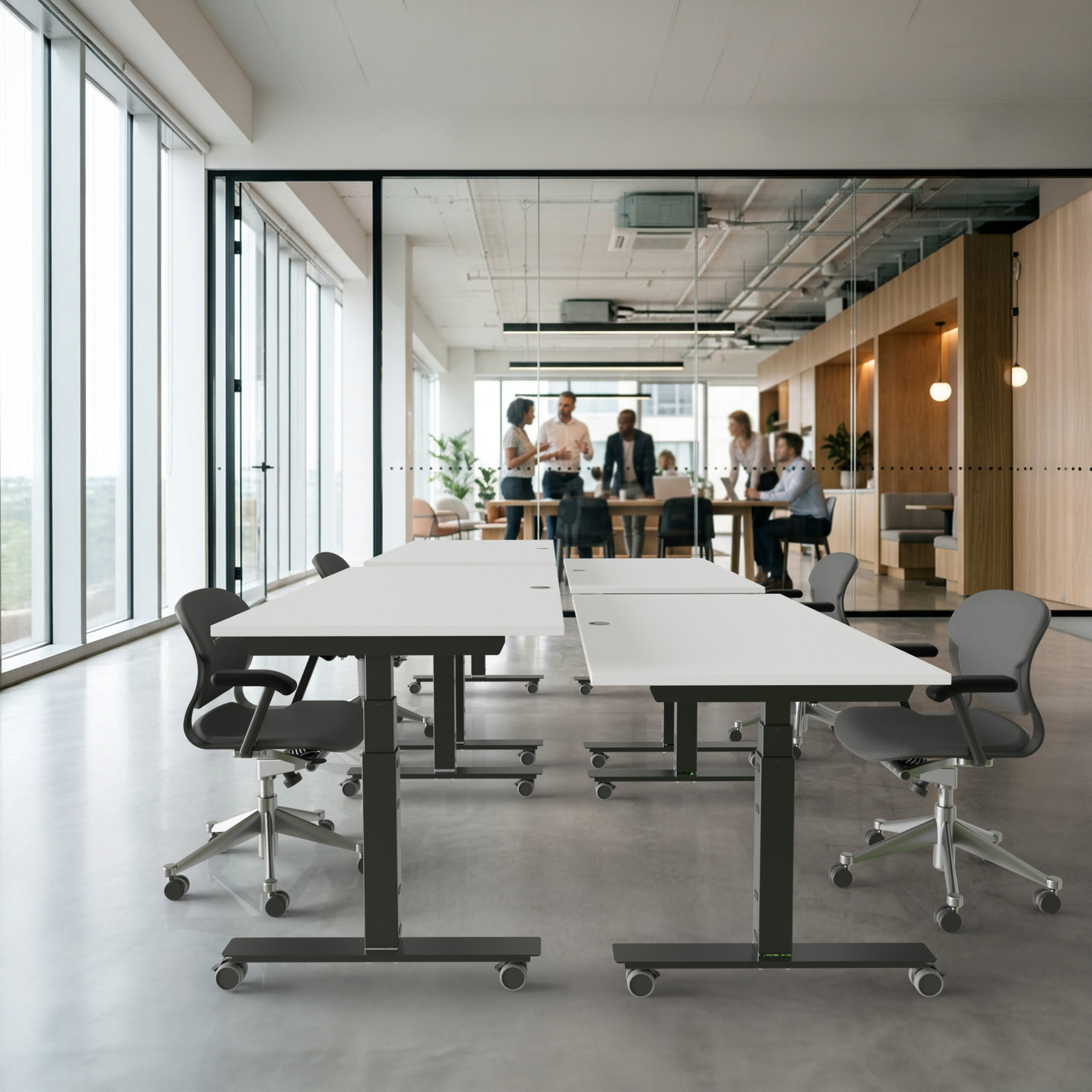 Sit Stand Desk | 180x80 cm | White with black frame