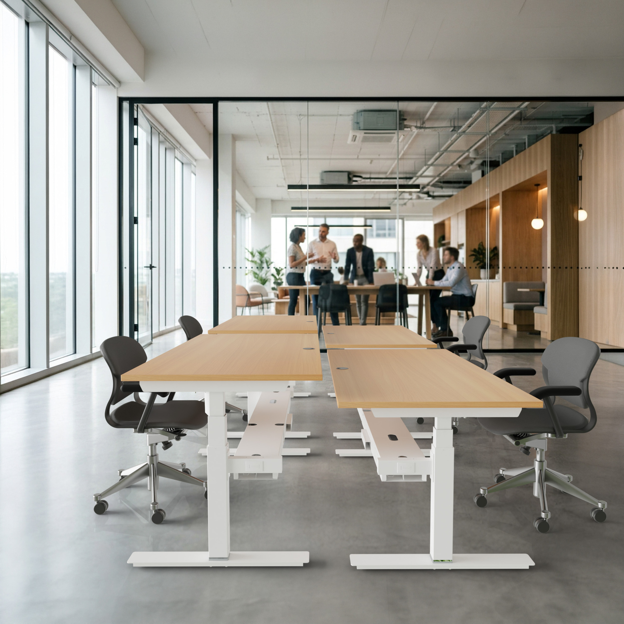Sit Stand Desk | 180x80 cm | Beech with white frame