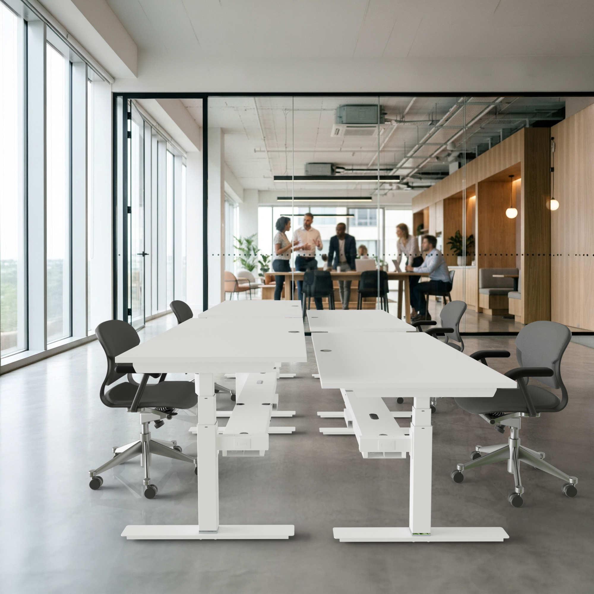 Sit Stand Desk | 180x80 cm | White with white frame