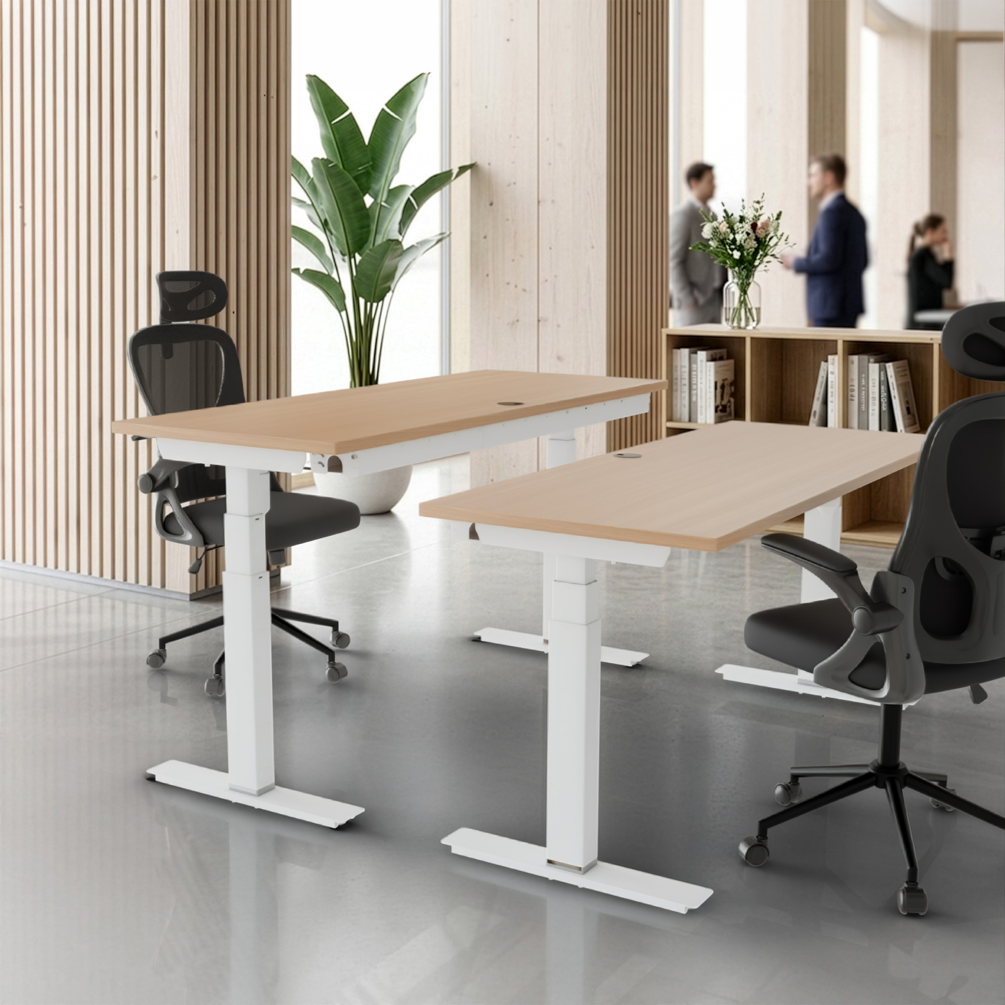Sit Stand Desk | 180x60 cm | Beech with white frame