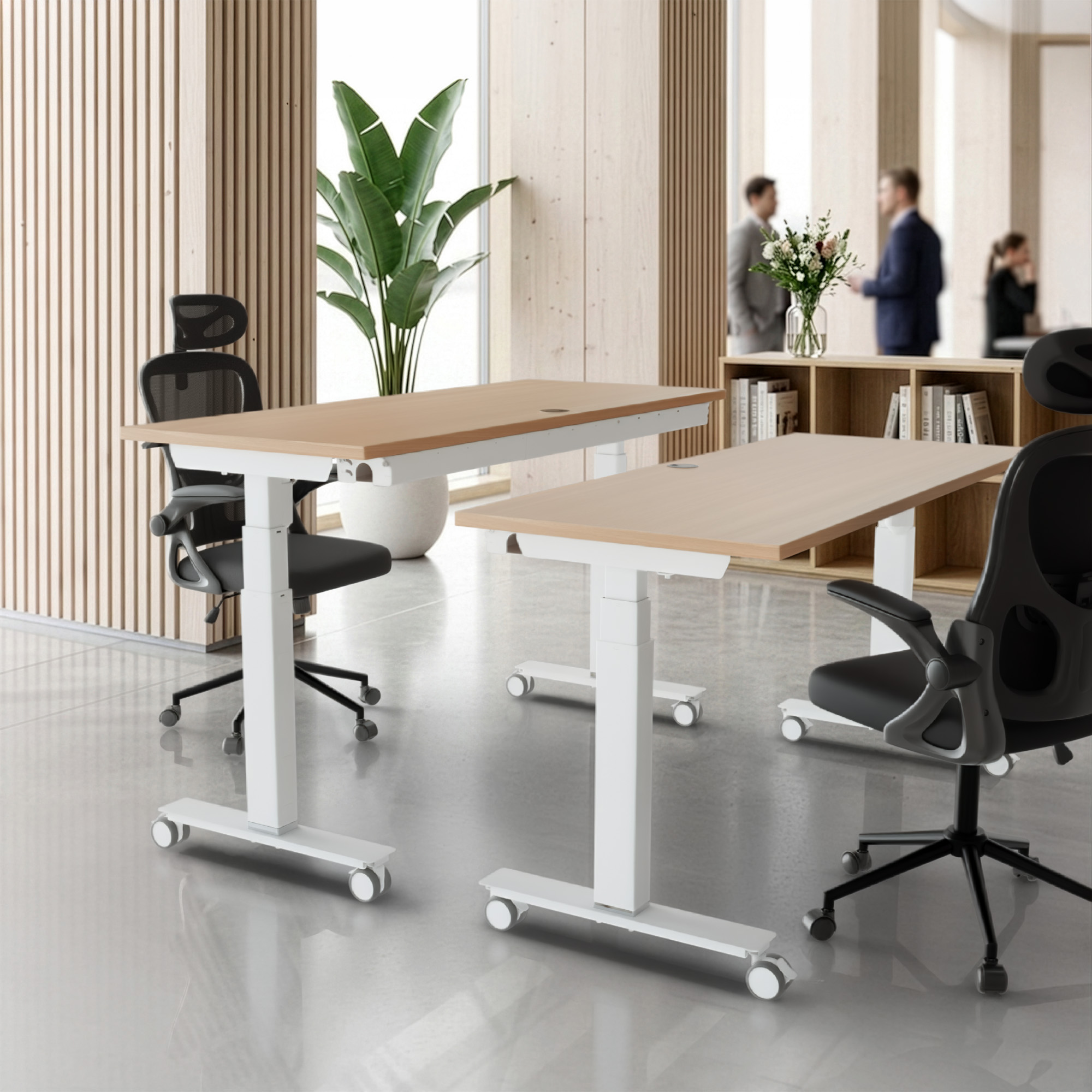 Sit Stand Desk | 120x60 cm | Beech with white frame