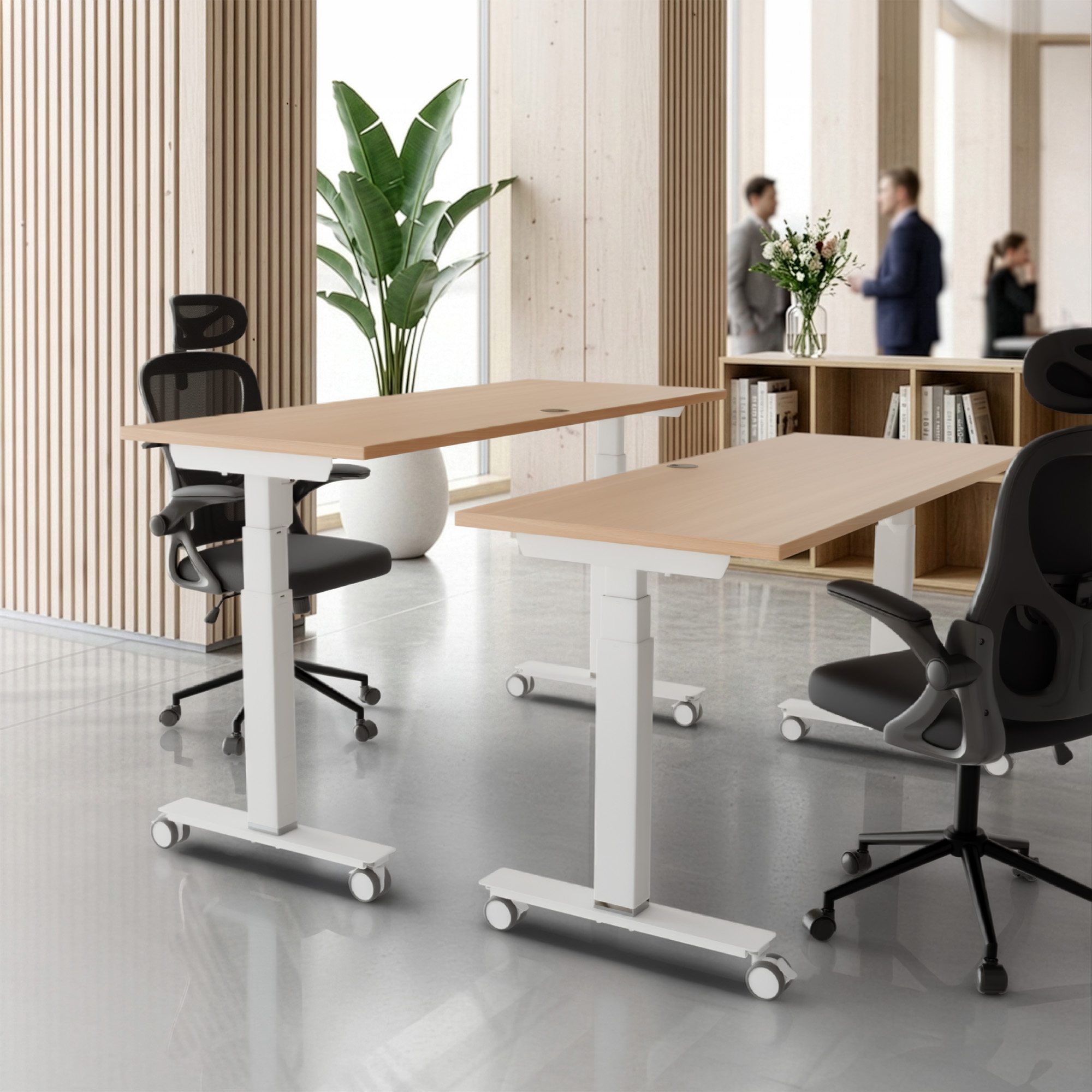 Sit Stand Desk | 180x60 cm | Beech with white frame