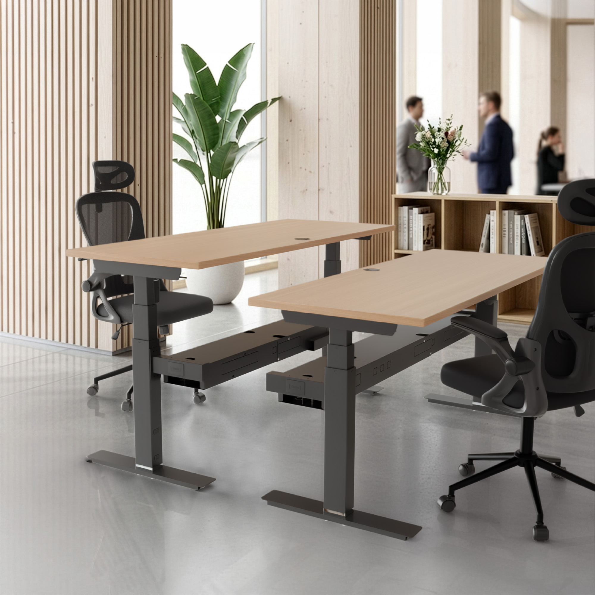 Sit Stand Desk | 120x60 cm | Beech with black frame