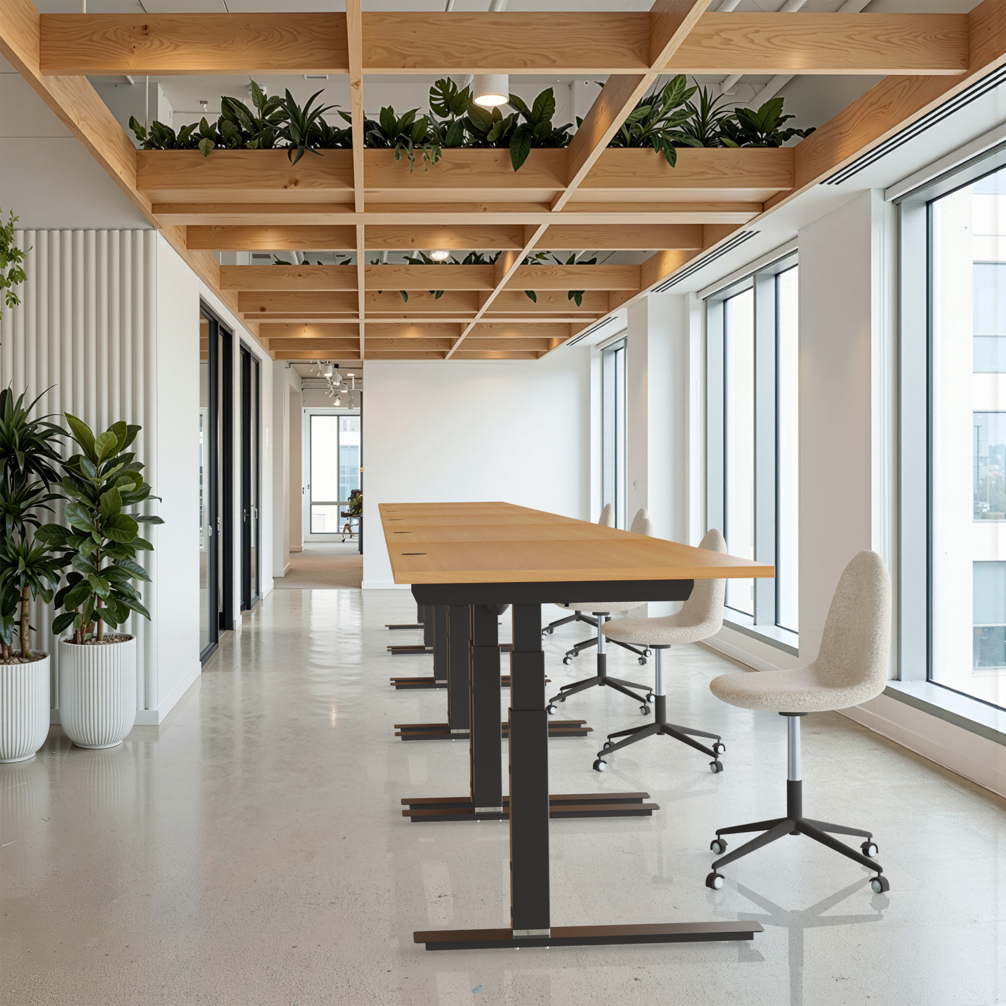 Sit Stand Desk | 160x80 cm | Beech with black frame