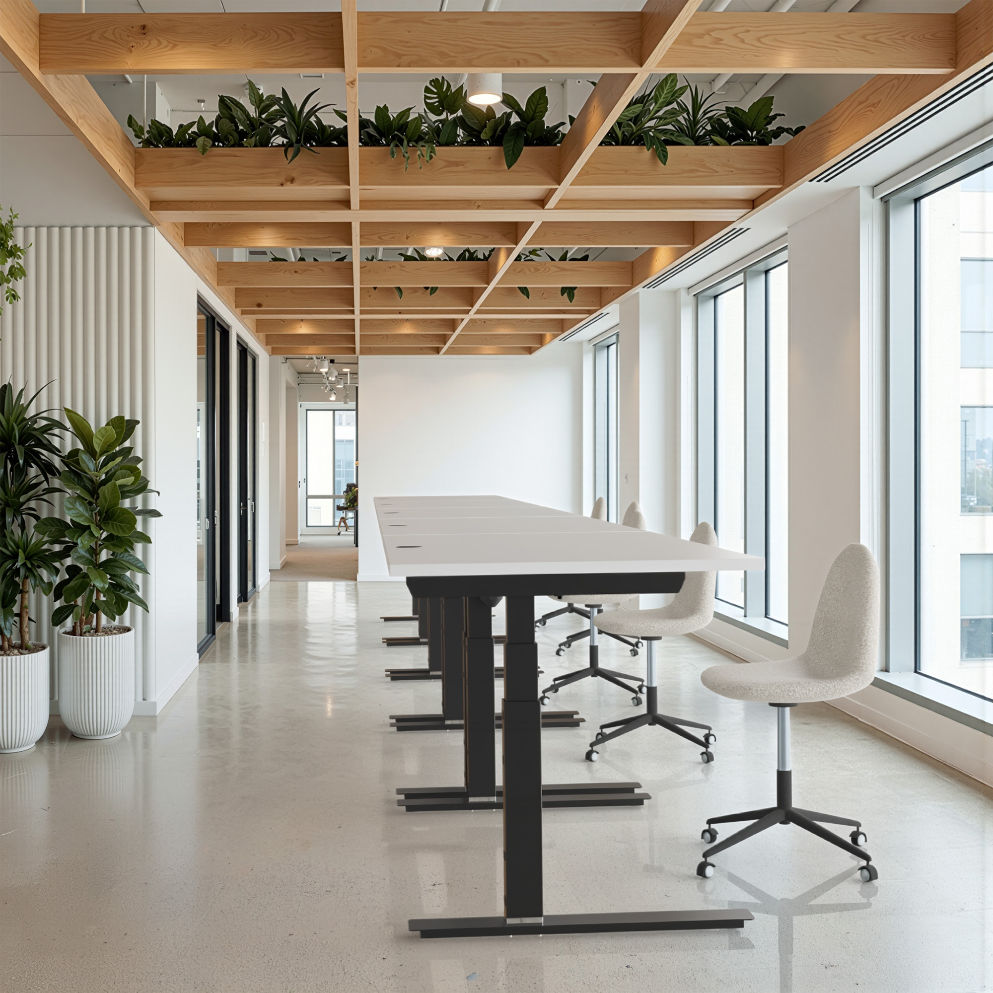 Sit Stand Desk | 150x80 cm | White with black frame