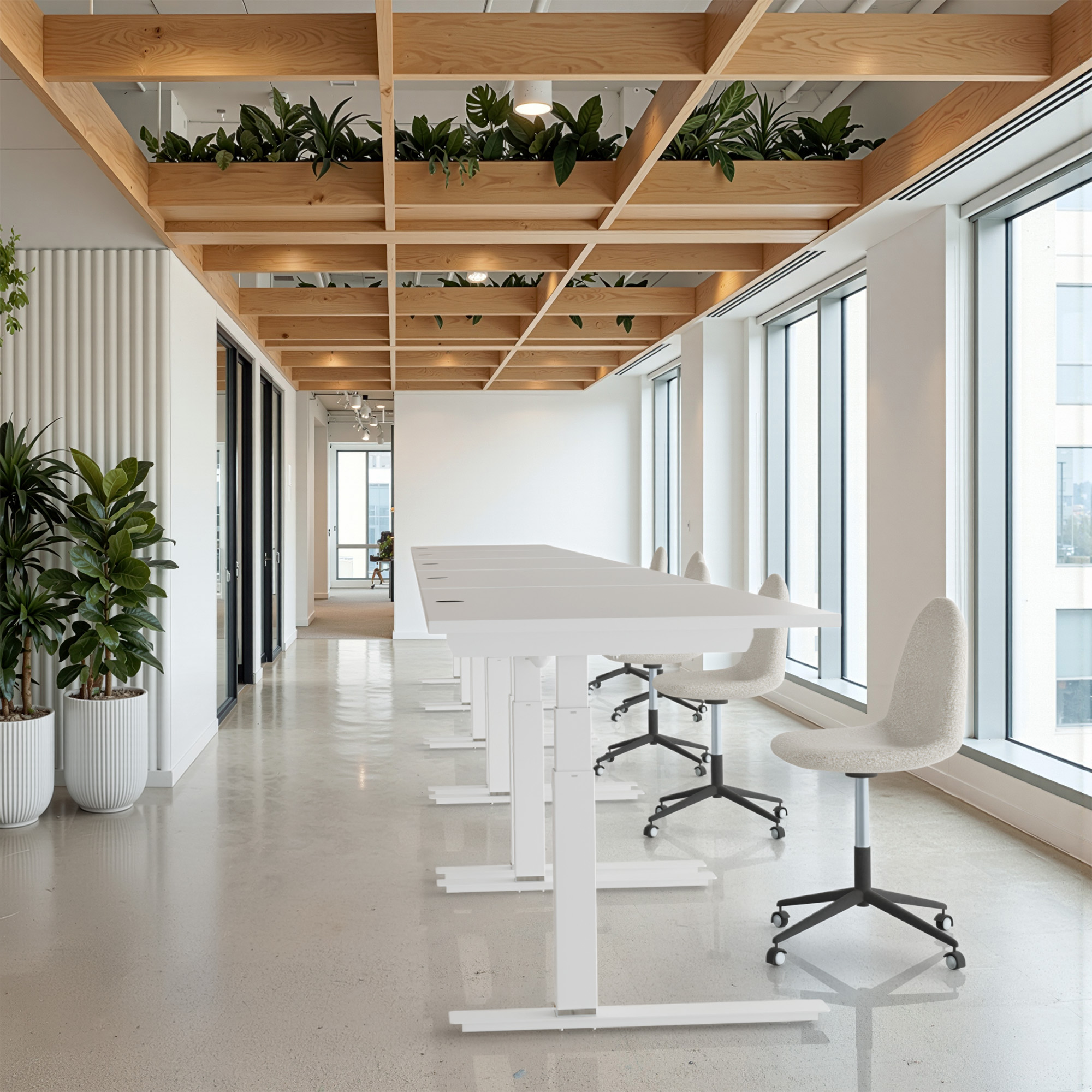 Sit Stand Desk | 150x80 cm | White with white frame