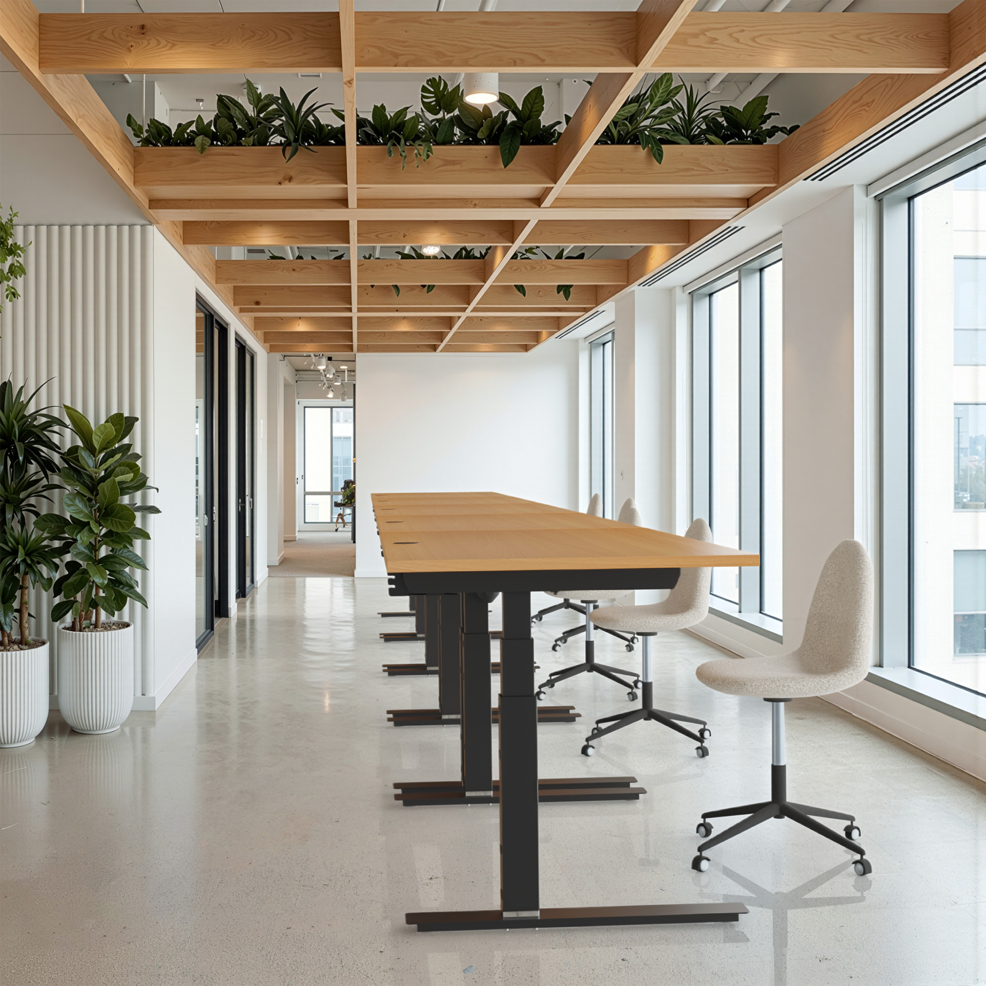 Sit Stand Desk | 120x80 cm | Beech with black frame