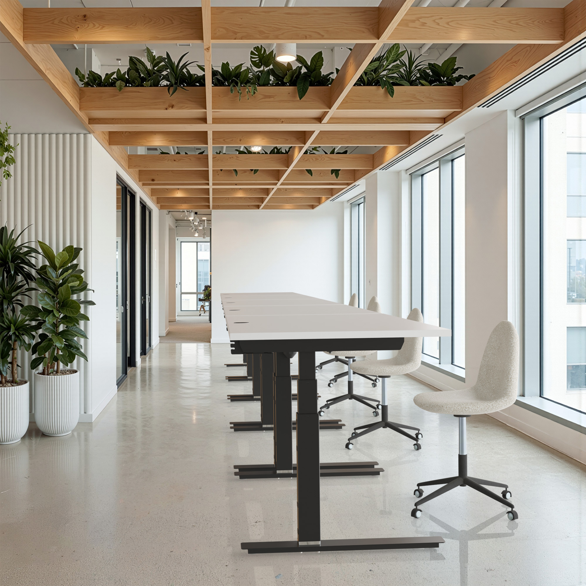 Sit Stand Desk | 180x80 cm | White with black frame