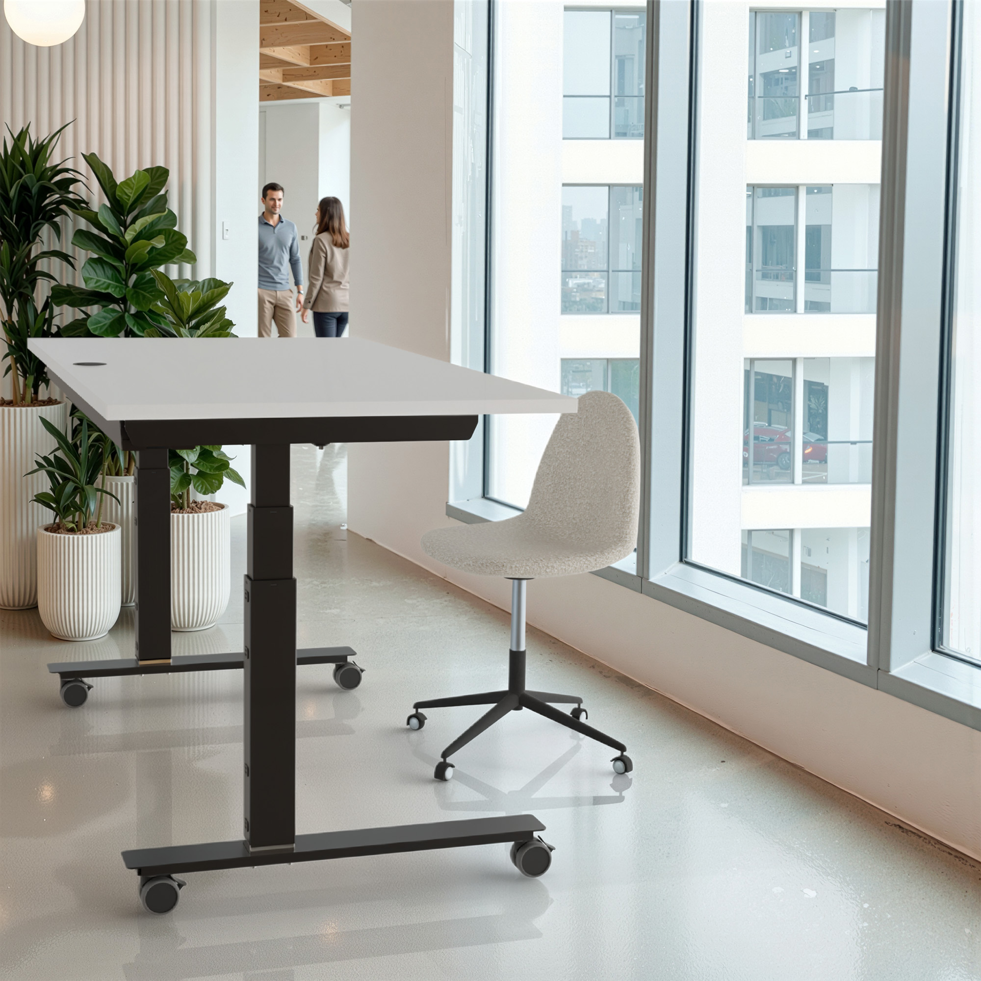 Sit Stand Desk | 180x80 cm | White with black frame