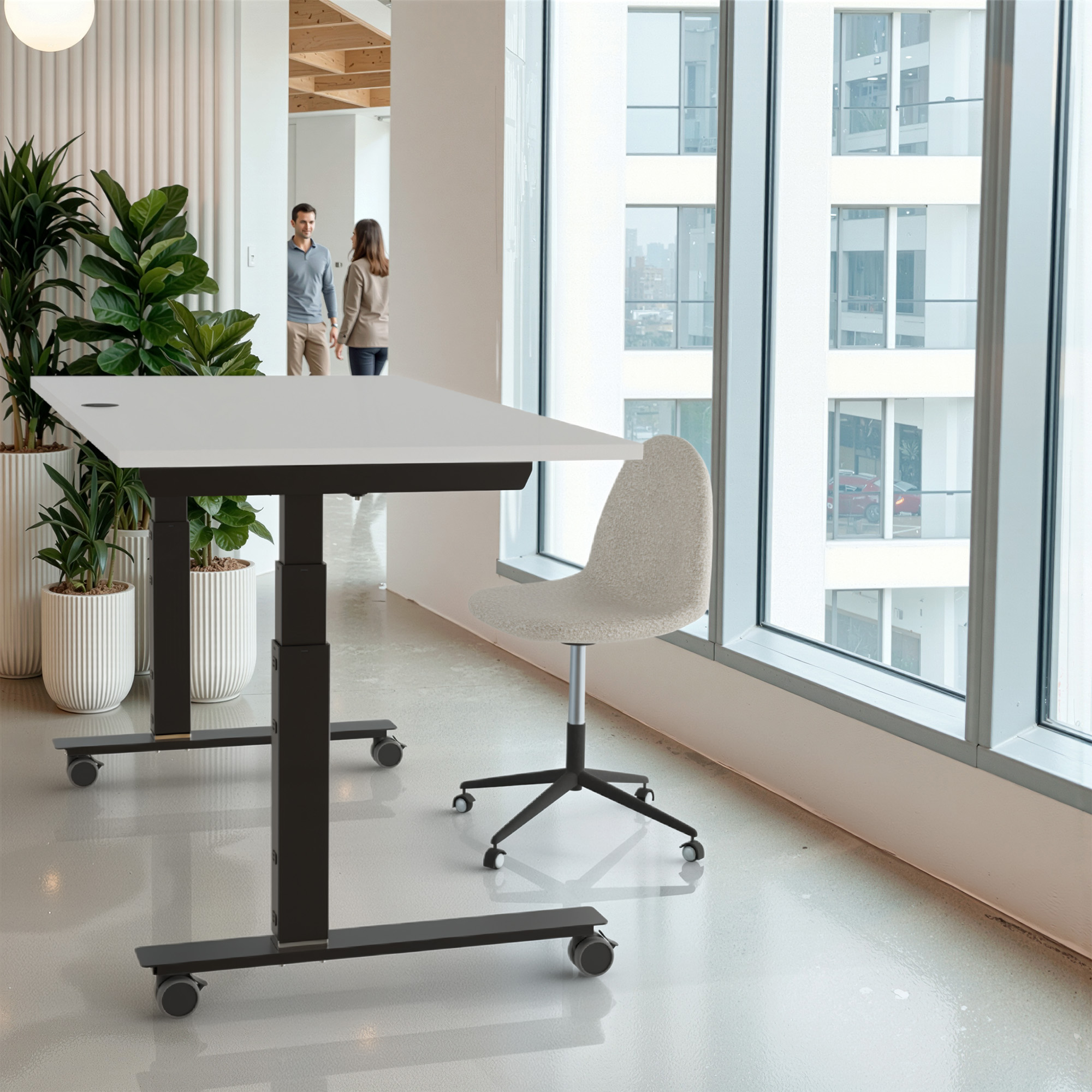 Sit Stand Desk | 180x80 cm | White with black frame