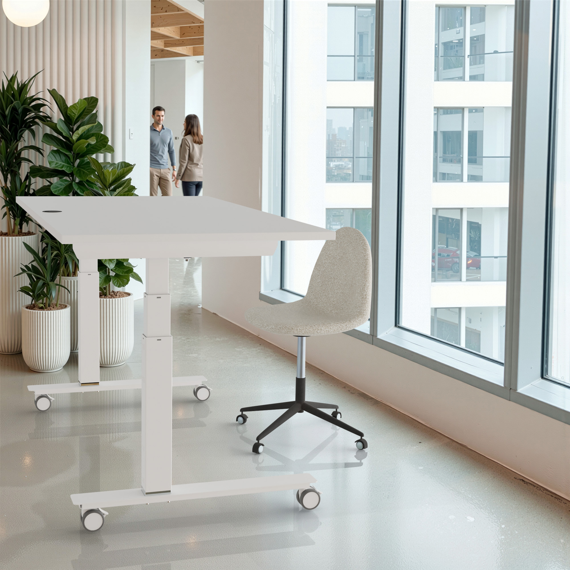 Sit Stand Desk | 180x80 cm | White with white frame