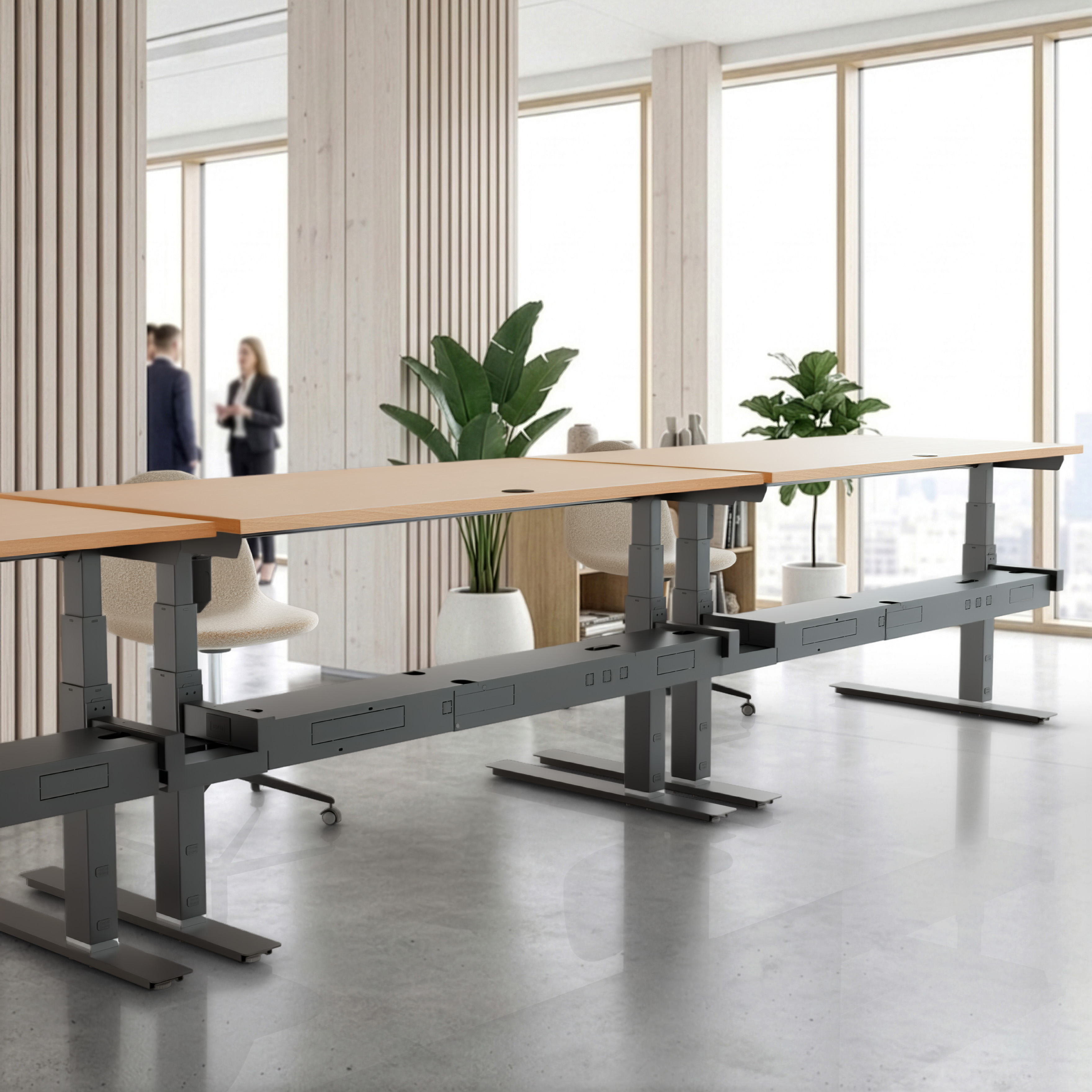 Sit Stand Desk | 120x80 cm | Beech with black frame