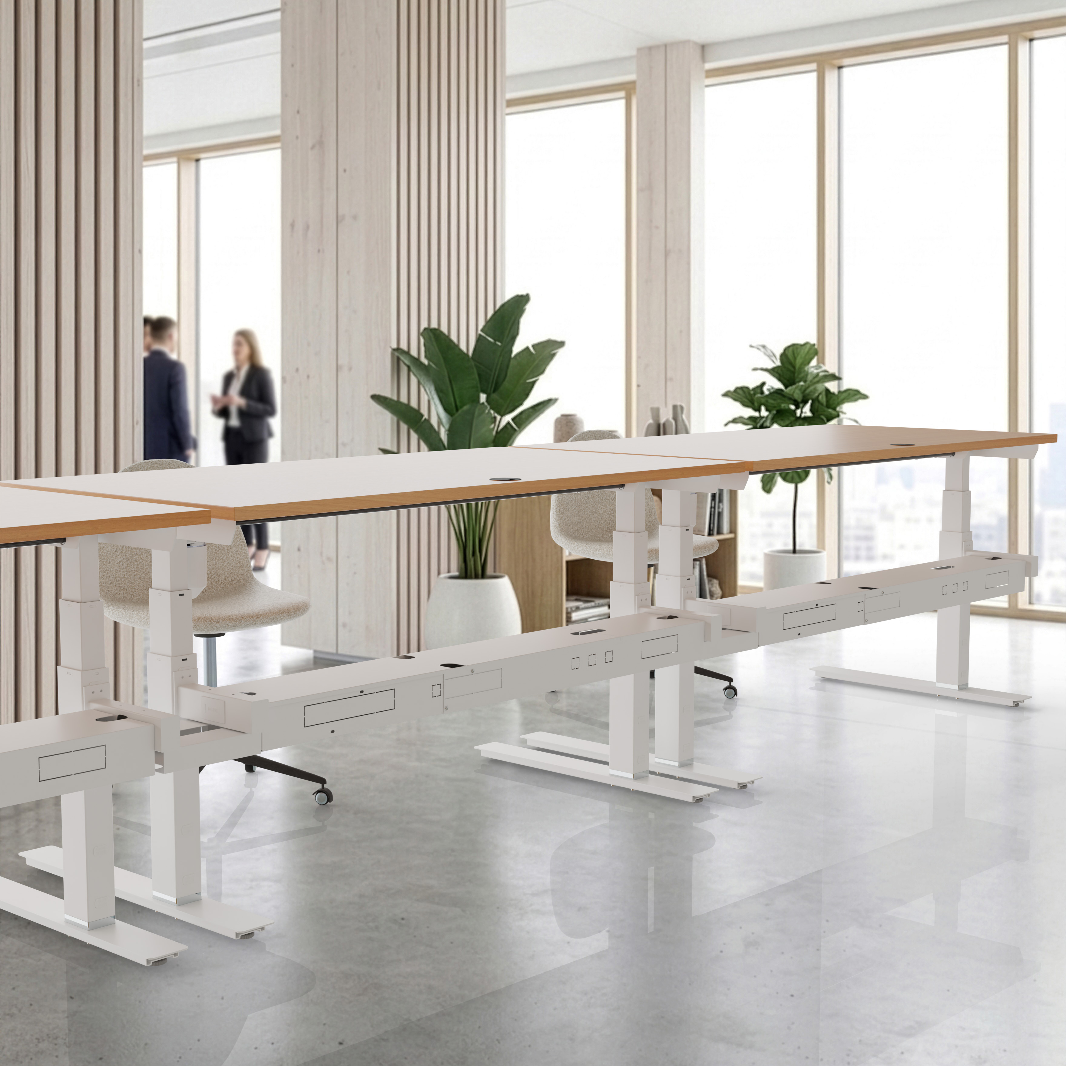 Sit Stand Desk | 120x80 cm | Beech with white frame