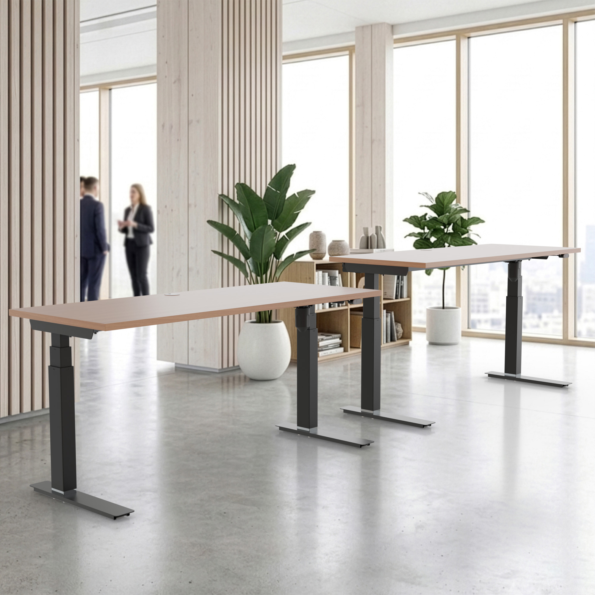 Sit Stand Desk | 120x60 cm | Beech with black frame
