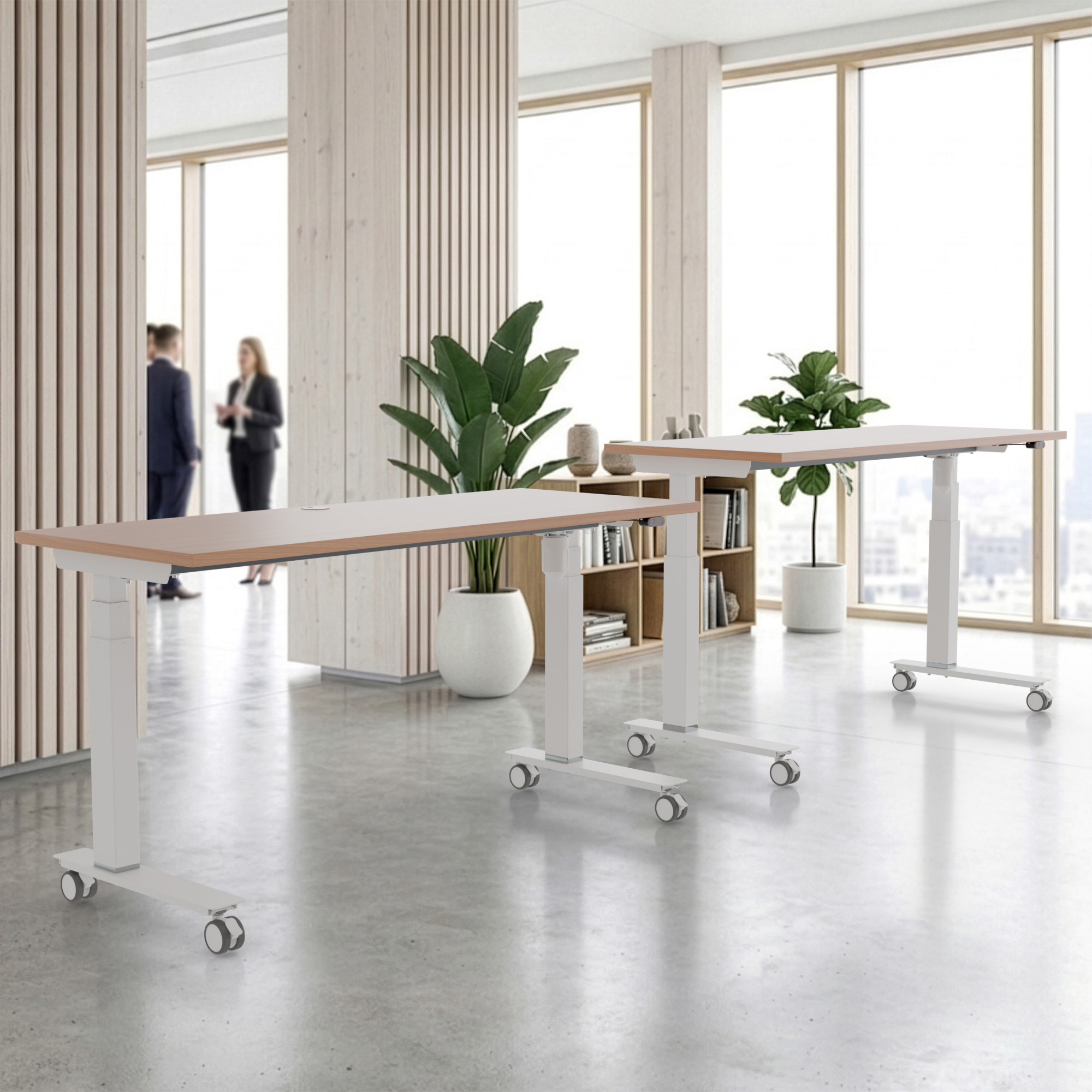 Sit Stand Desk | 180x60 cm | Beech with white frame