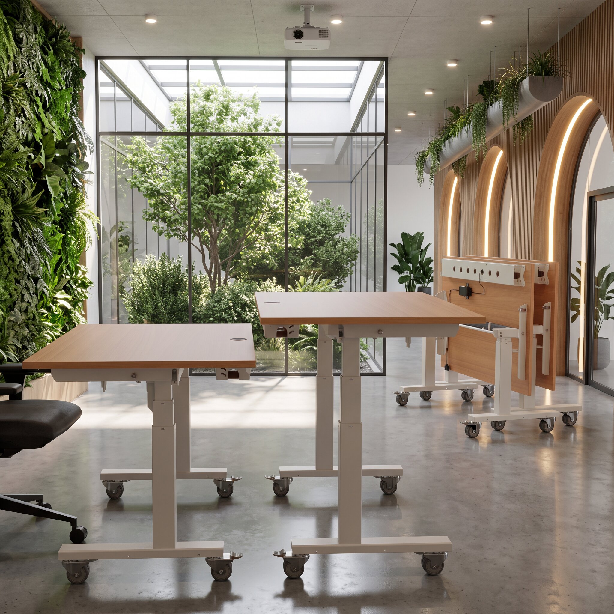 Sit Stand Desk | 180x80 cm | Beech with white frame