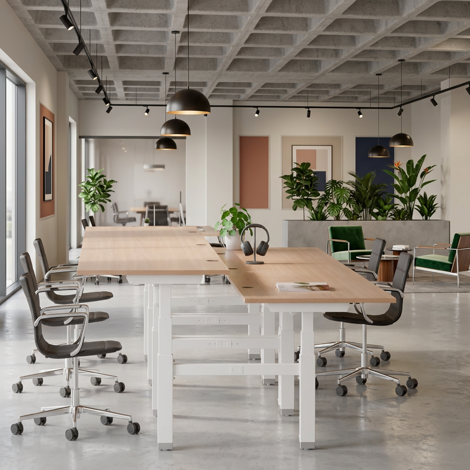 Sit Stand Desk | 150x80 cm | Beech with white frame