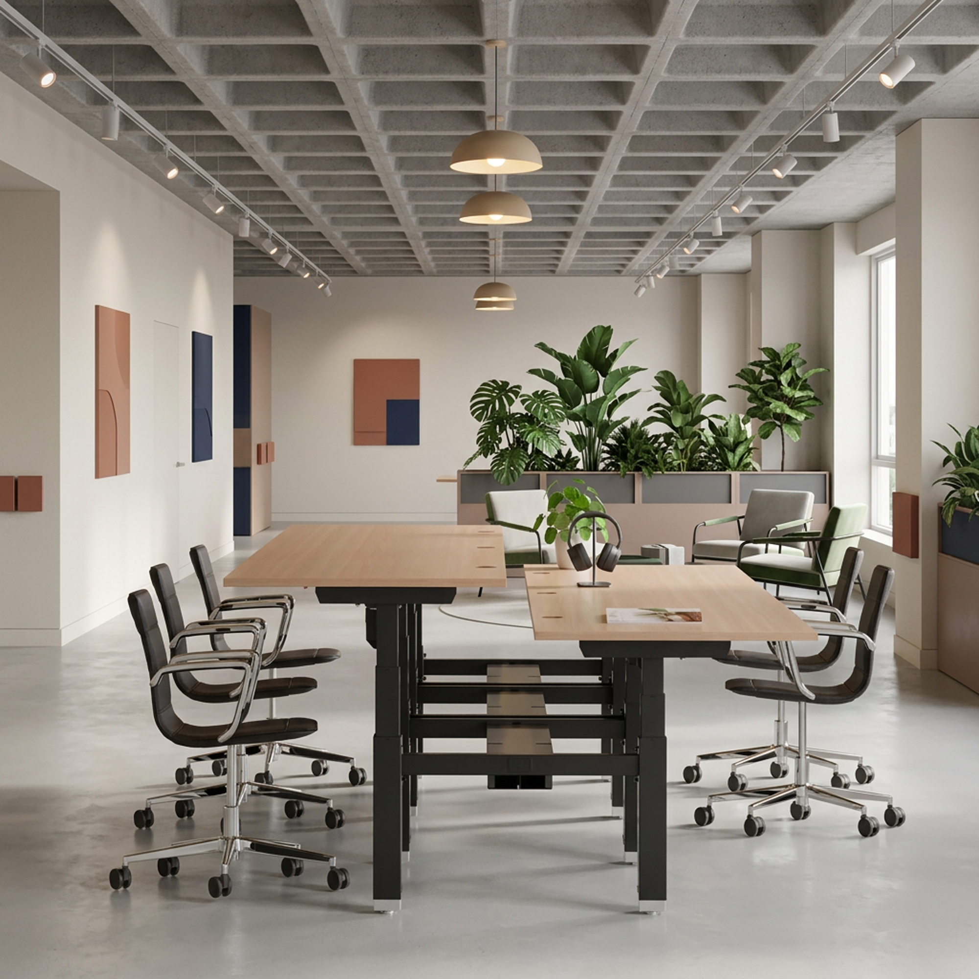 Sit Stand Desk | 120x80 cm | Beech with black frame