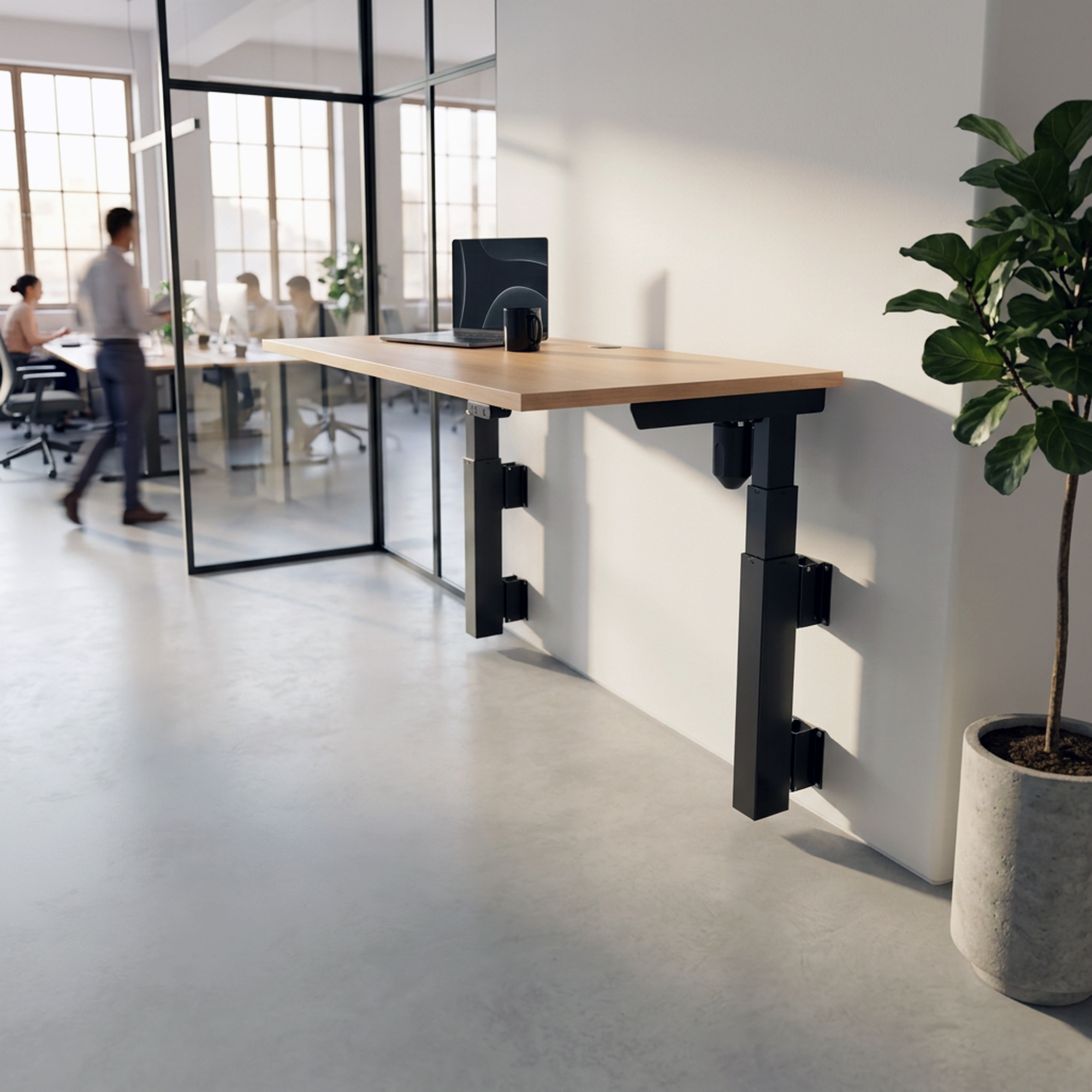 Sit Stand Desk | 150x80 cm | Beech with black frame