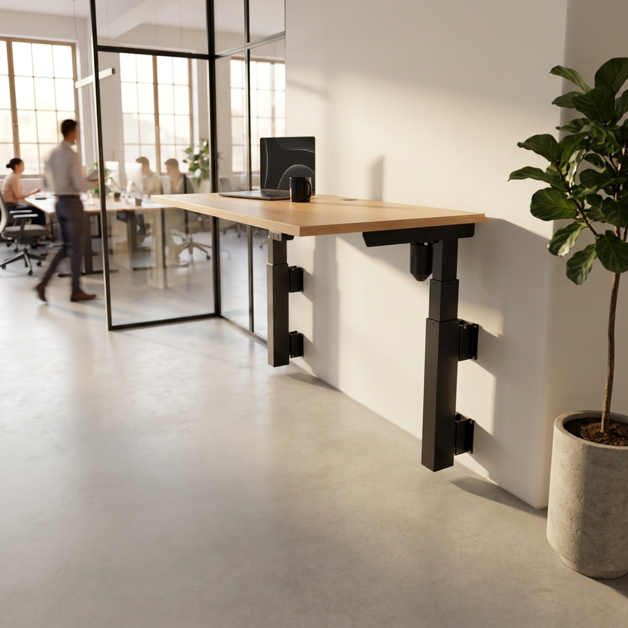 Sit Stand Desk | 120x80 cm | Beech with black frame