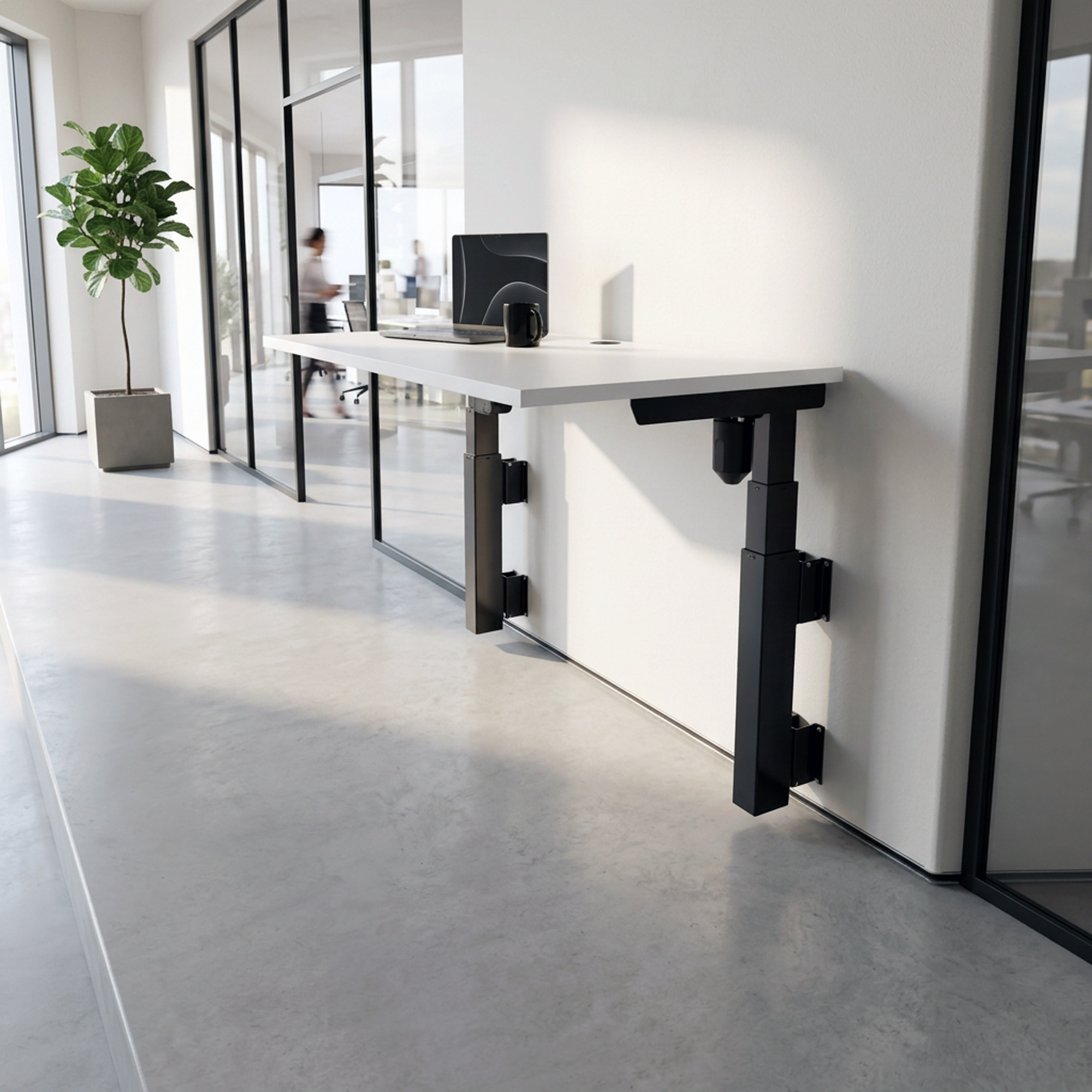 Sit Stand Desk | 150x60 cm | White with black frame