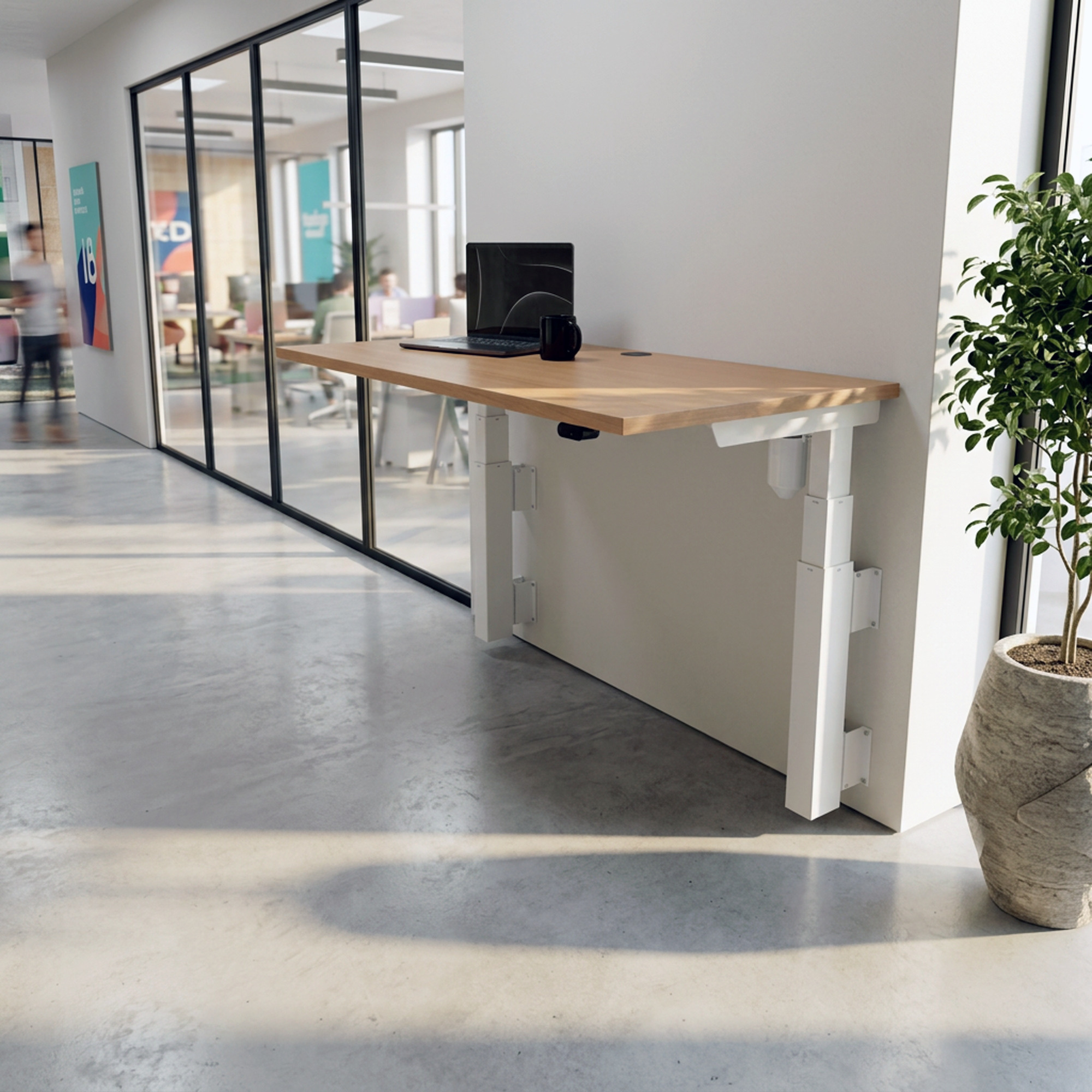 Sit Stand Desk | 150x80 cm | Beech with white frame