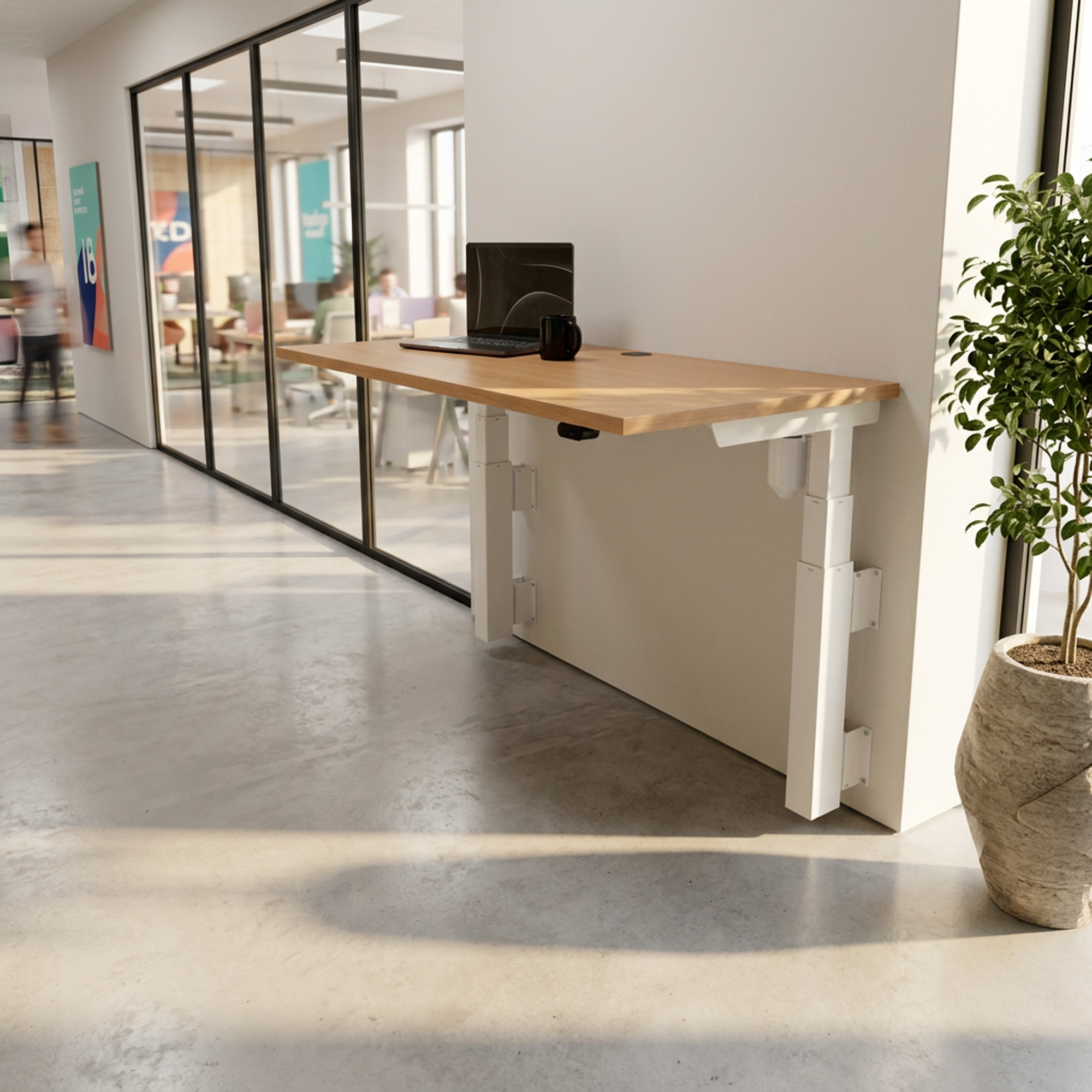 Sit Stand Desk | 120x60 cm | Beech with white frame