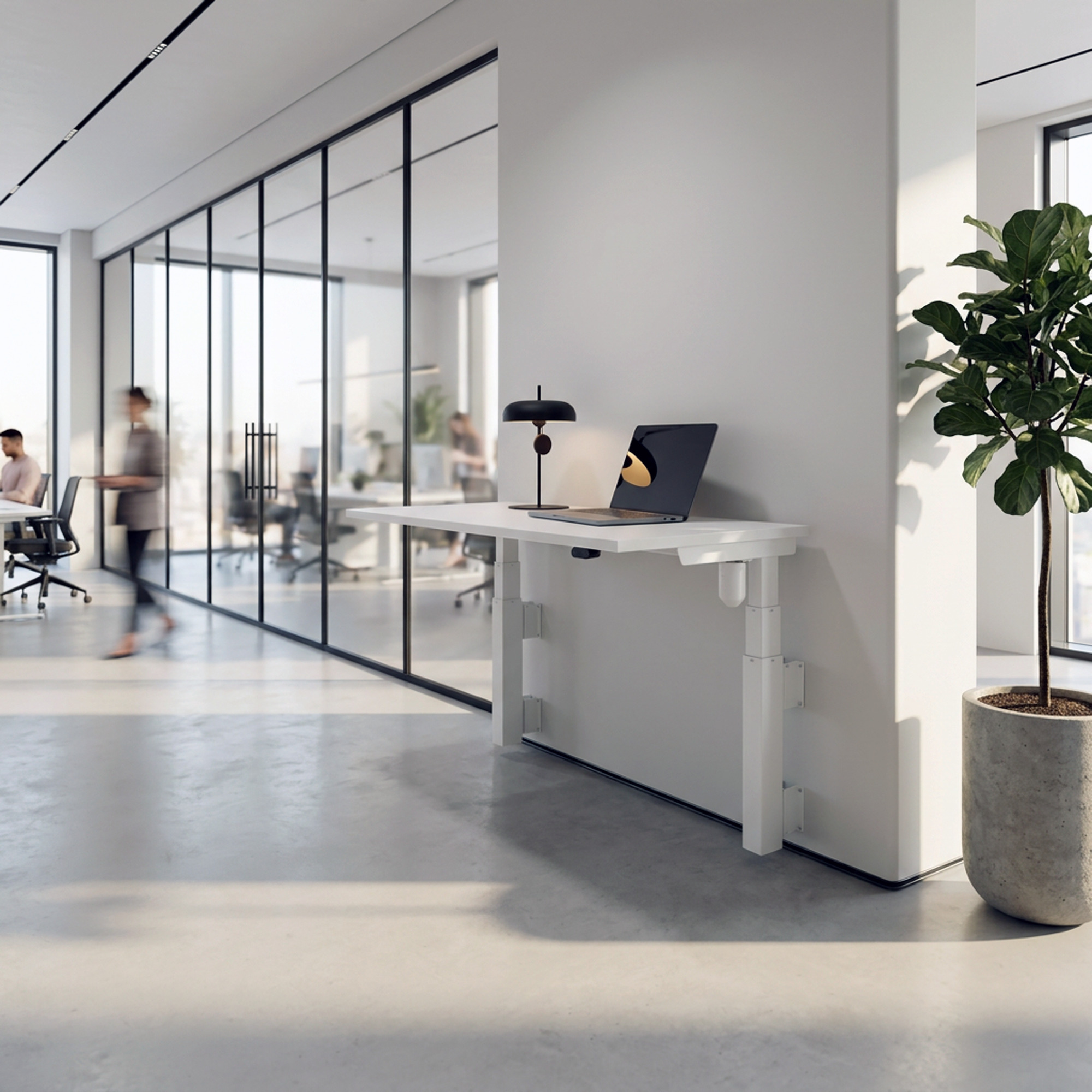 Sit Stand Desk | 150x60 cm | White with white frame
