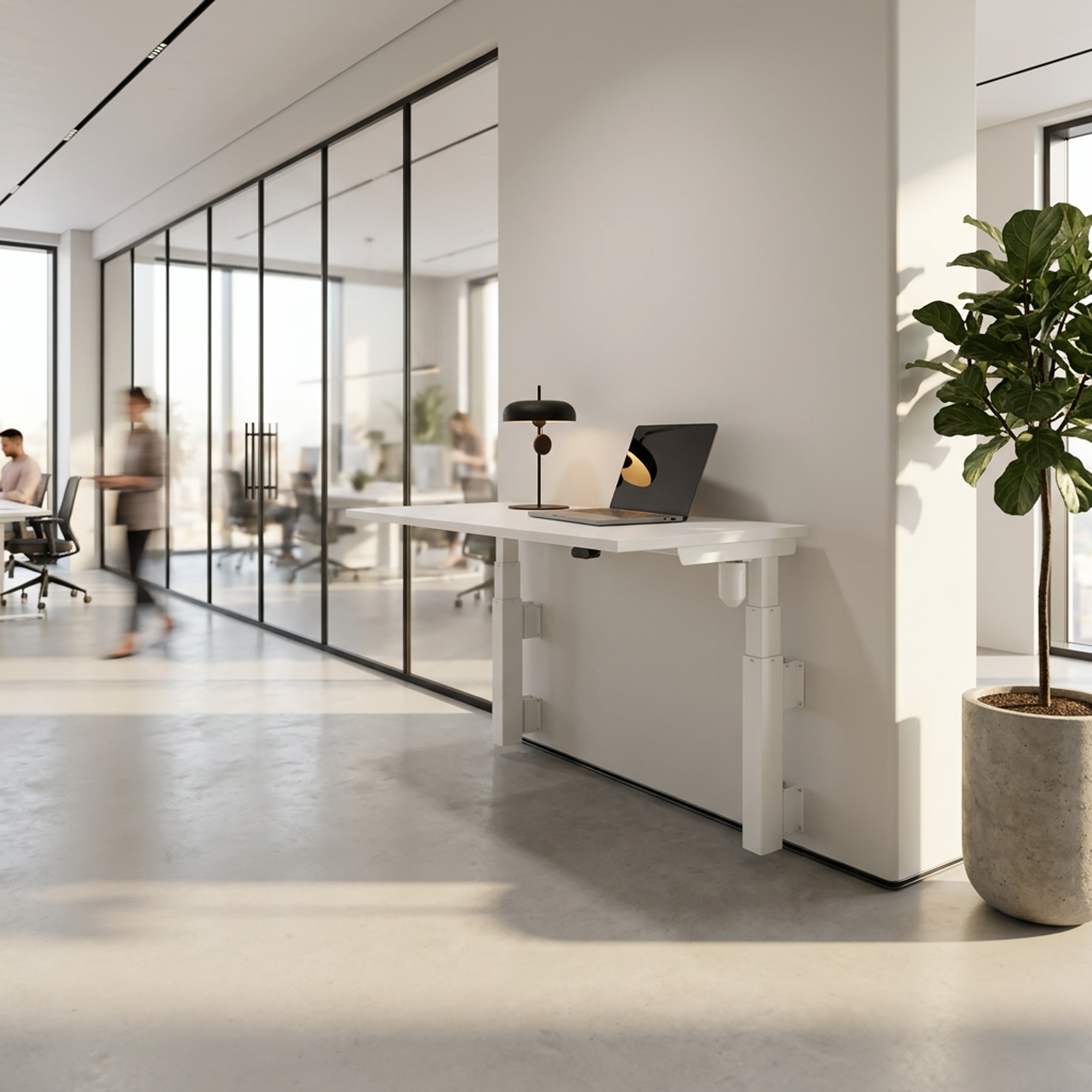 Sit Stand Desk | 120x80 cm | White with white frame